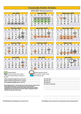 Official Crossroads Charter Academy district school calendar 2026-2027 original PDF preview