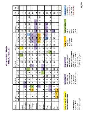 Official Gladstone Area Schools district school calendar 2026-2027 original PDF preview